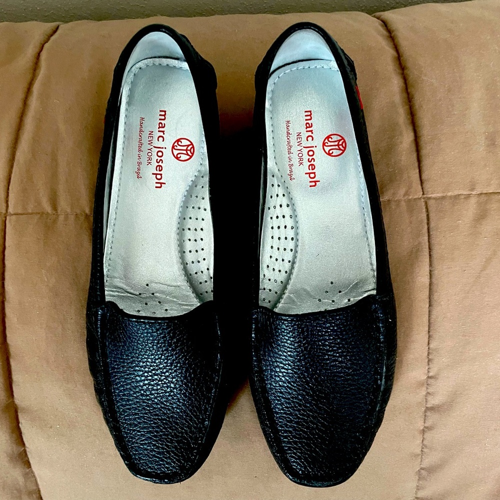 Marc Joseph size 6.0, black, all-leather driving loafers.